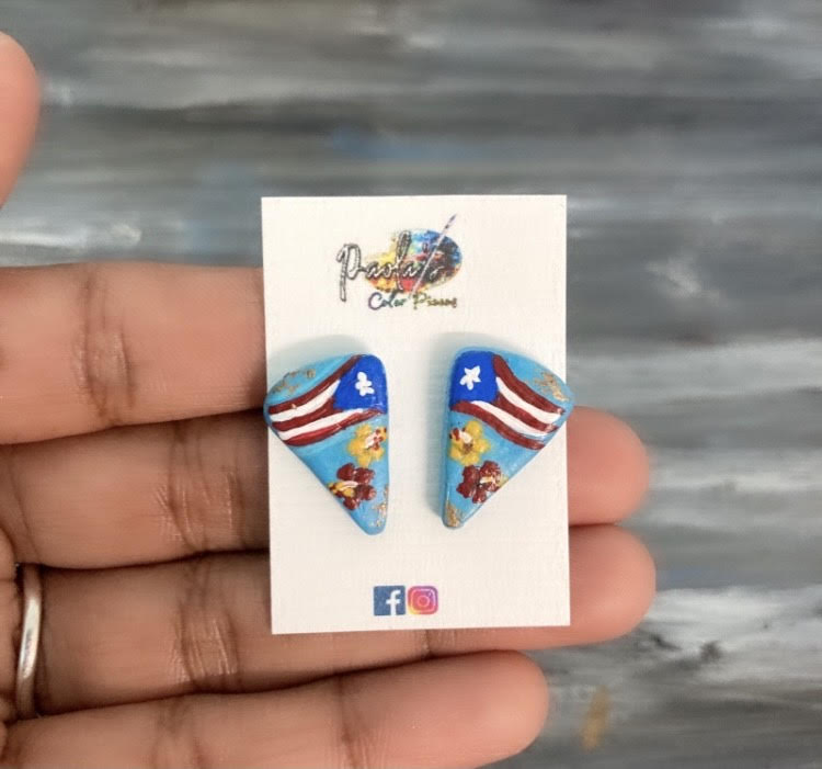 Puerto Rico triangle handpainted earrings 