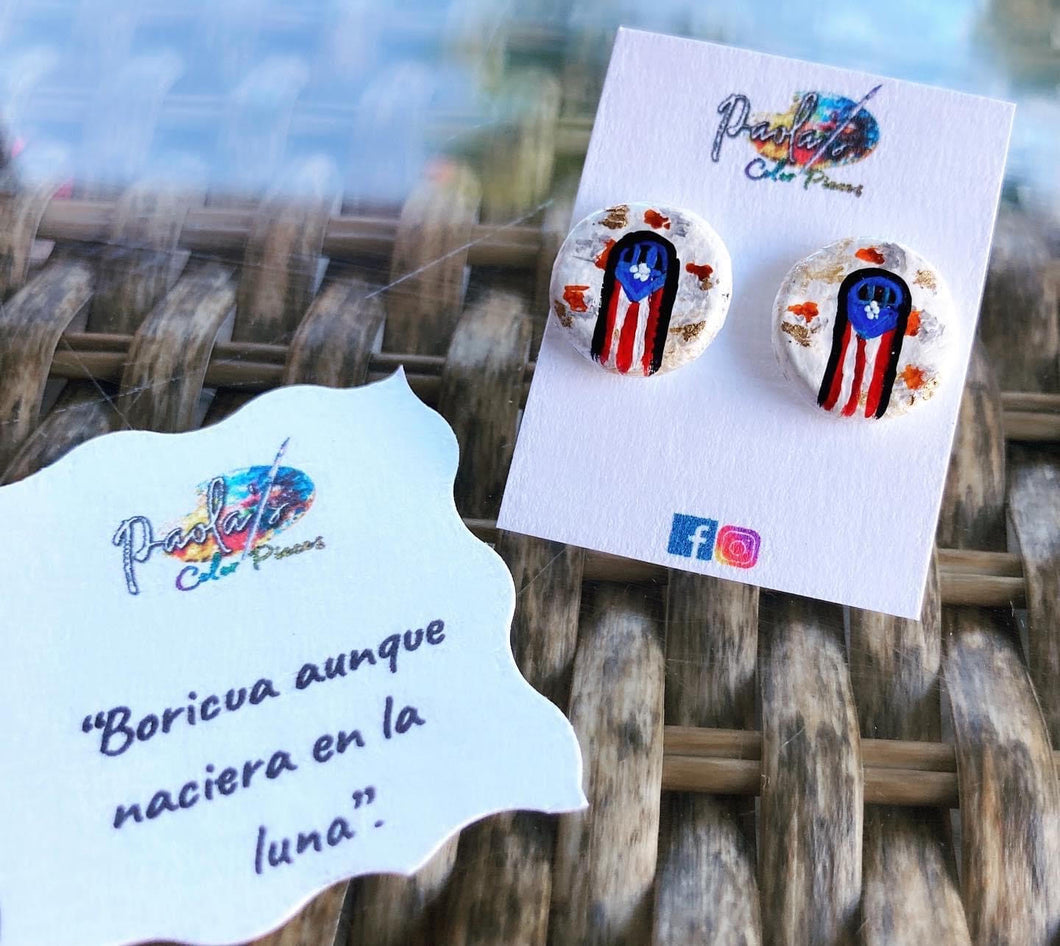 Puerta Bandera handpainted earrings studs 