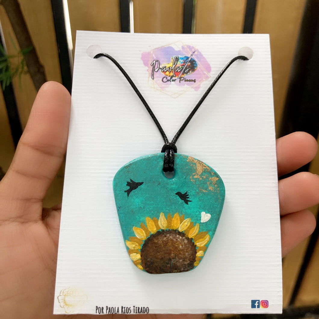 Turquoise  sunflower necklace 