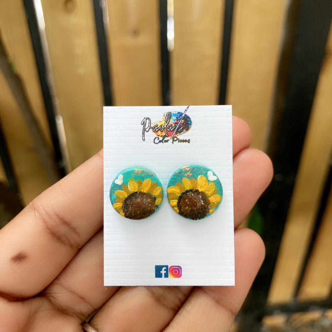Turquoise sunfllower earrings 