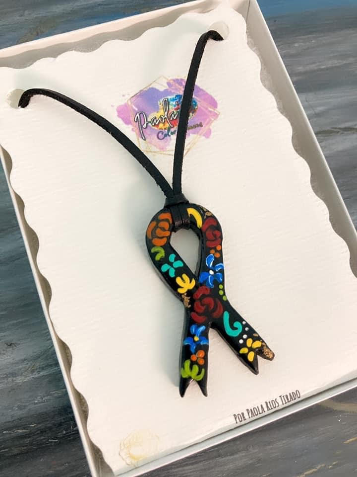 Cancer ribbon necklace 